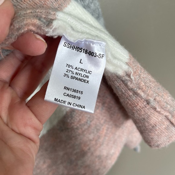 Stitches & Stripes Elaine Open Cardigan Size Large Grey Cream Pink Long Sweater‎ - Picture 10 of 16
